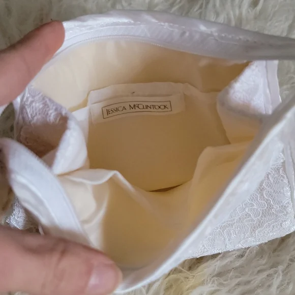 Vintage Jessica Mcclintock Embroidered Lace Zippered Pouch Small Bridal Clutch - Picture 11 of 12